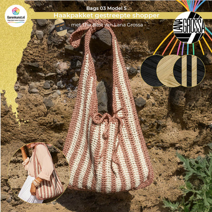 Haakpakket shopper met strepen- The Bast – Model 5 – Bags 03 | Lana Grossa