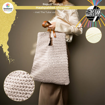 Haakpakket shopper visgraat met The Tube – Model 6 – Bags 02 | Lana Grossa