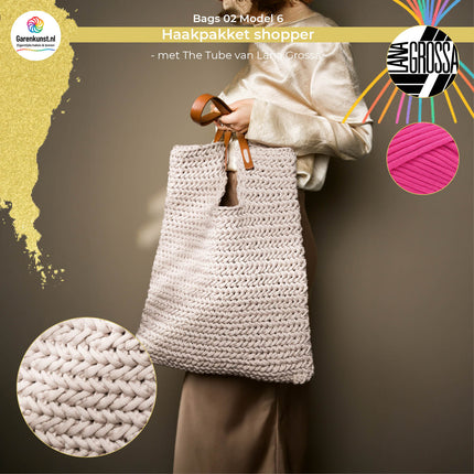 Haakpakket shopper visgraat met The Tube – Model 6 – Bags 02 | Lana Grossa