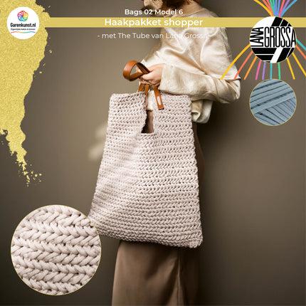 Haakpakket shopper visgraat met The Tube – Model 6 – Bags 02 | Lana Grossa