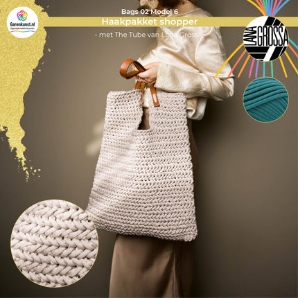 Haakpakket shopper visgraat met The Tube – Model 6 – Bags 02 | Lana Grossa