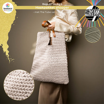 Haakpakket shopper visgraat met The Tube – Model 6 – Bags 02 | Lana Grossa