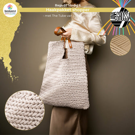 Haakpakket shopper visgraat met The Tube – Model 6 – Bags 02 | Lana Grossa