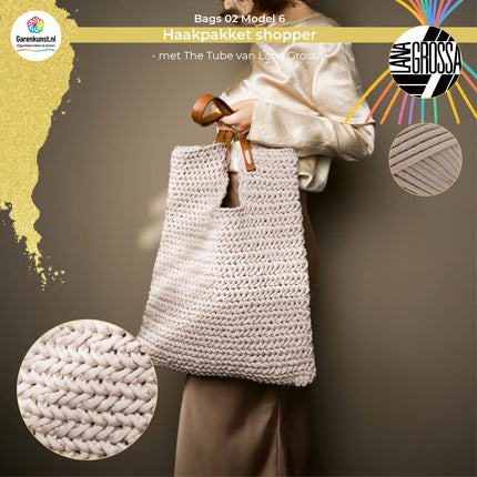 Haakpakket shopper visgraat met The Tube – Model 6 – Bags 02 | Lana Grossa