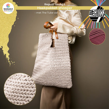 Haakpakket shopper visgraat met The Tube – Model 6 – Bags 02 | Lana Grossa