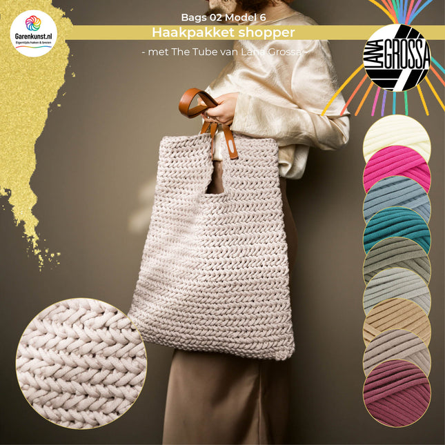 Haakpakket shopper visgraat met The Tube – Model 6 – Bags 02 | Lana Grossa