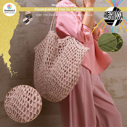 Haakpakket tas in netpatroon- The Bast & Cosmo – Model 6 – Bags 03 | Lana Grossa