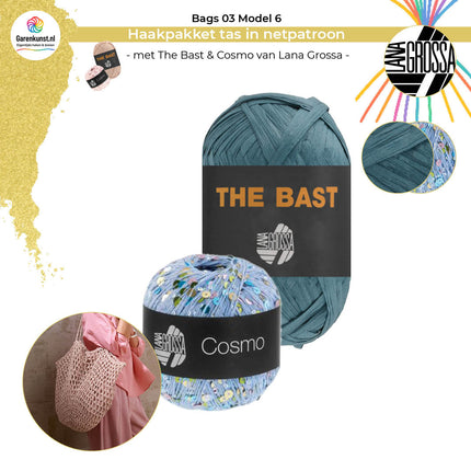 Haakpakket tas in netpatroon- The Bast & Cosmo – Model 6 – Bags 03 | Lana Grossa