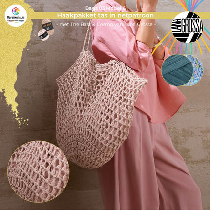 Haakpakket tas in netpatroon- The Bast & Cosmo – Model 6 – Bags 03 | Lana Grossa