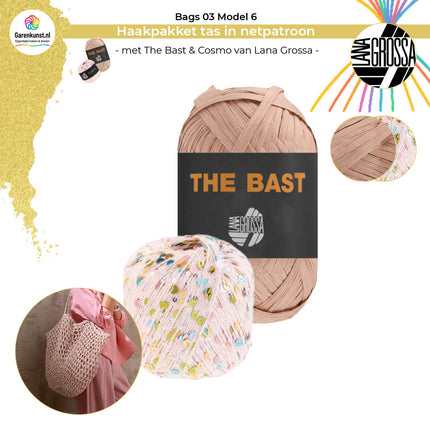 Haakpakket tas in netpatroon- The Bast & Cosmo – Model 6 – Bags 03 | Lana Grossa