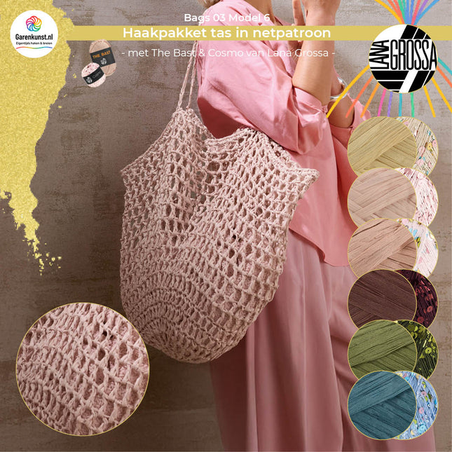 Haakpakket tas in netpatroon- The Bast & Cosmo – Model 6 – Bags 03 | Lana Grossa