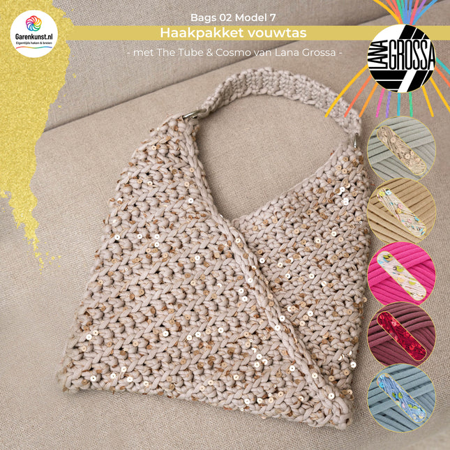 Haakpakket vouwtas met The Tube & Cosmo – Model 7 – Bags 02 | Lana Grossa