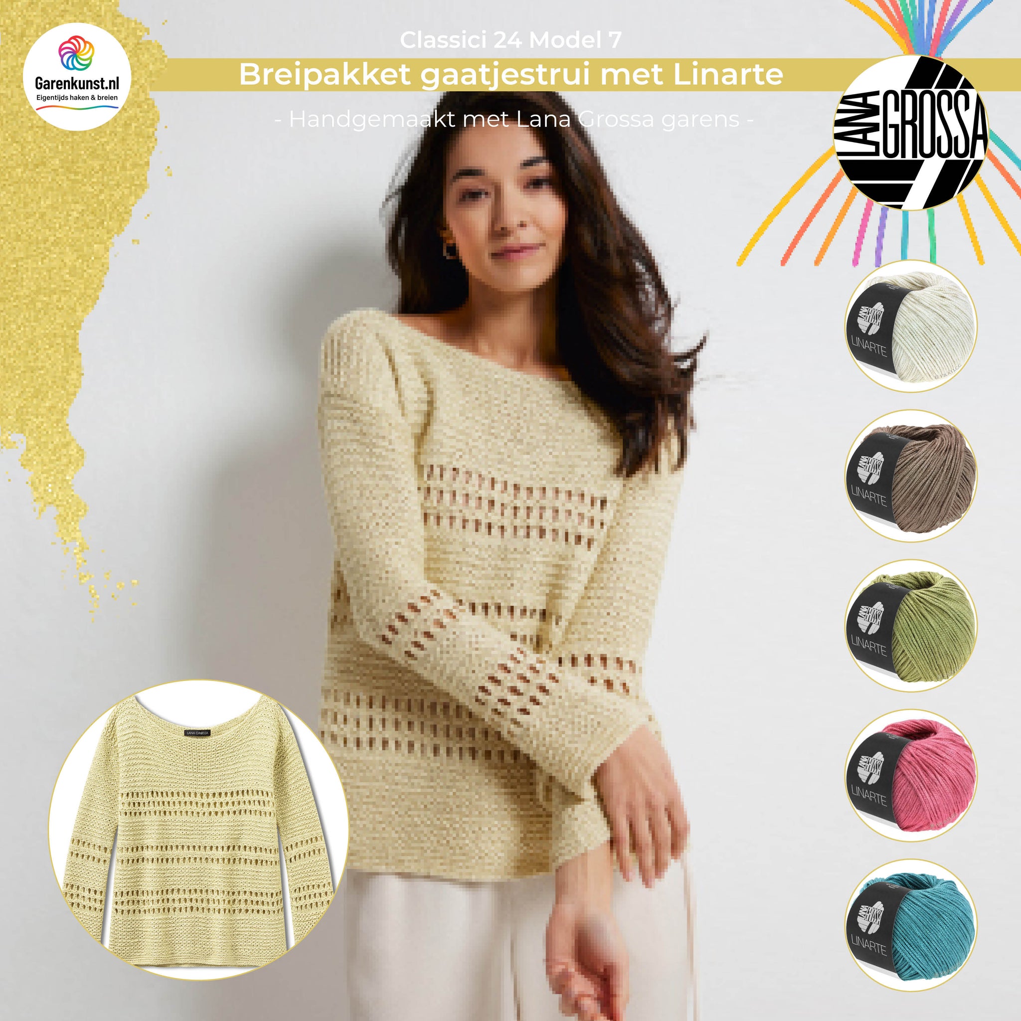 Breipakket gaatjestrui met Linarte-garen model 7 van Classici nr. 24
