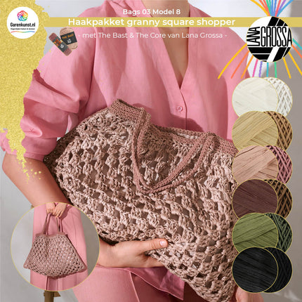 Haakpakket granny square shopper - The Bast & The Core – Model 8 – Bags 03 | Lana Grossa