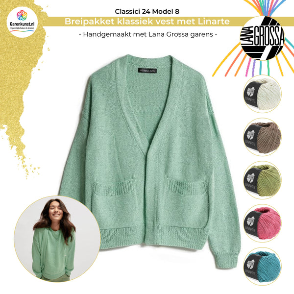 Breipakket vest met Linarte-garen model 8 van Classici nr. 24