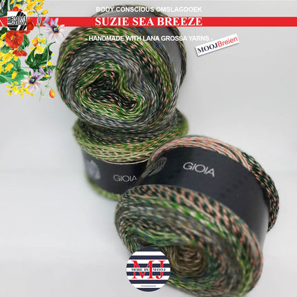 Haakpakket omslagdoek Suzie Sea Breeze met Gioia  | Haakatelier