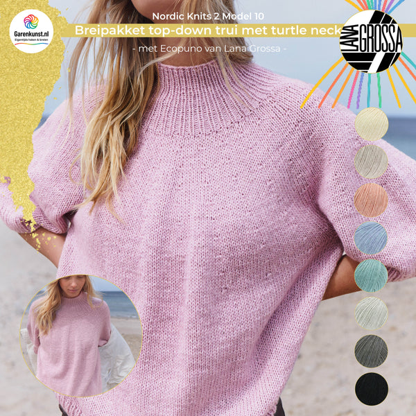 Breipakket topdown trui met Ecopuno – Model 10 – Nordic Knits 02 | Lana Grossa