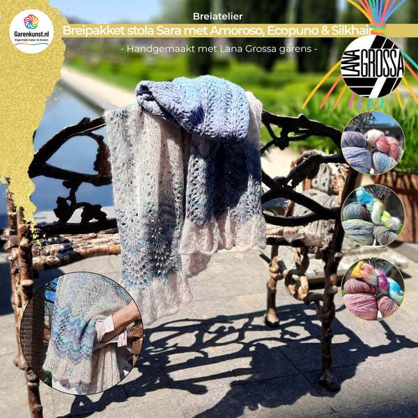Breipakket stola Sara met Amoroso, Ecopuno & Silkhair | Breiatelier
