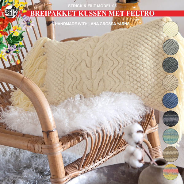 Breipakket gevilt kussen met Feltro-garen model 5 van Strick & Filz nr. 14