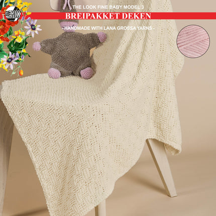 Breipakket deken met The Look Fine garen model 3 van Lana Grossa The Look Fine Baby