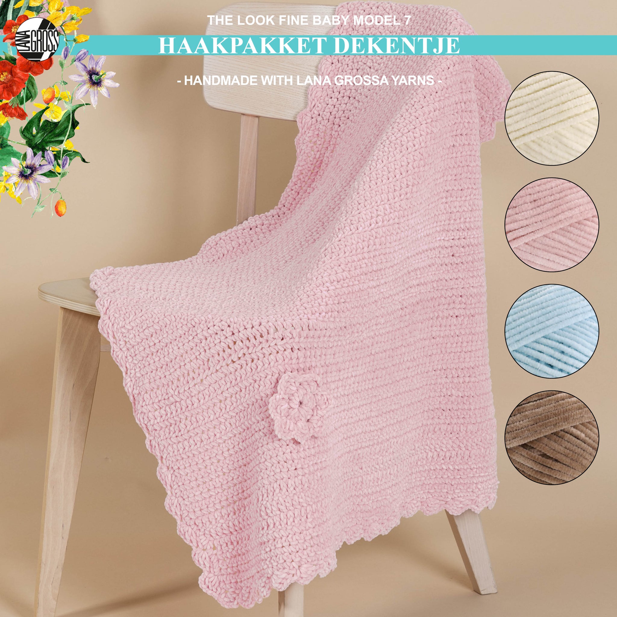 Haakpakket dekentje met The Look Fine garen model 7 van Lana Grossa The Look Fine Baby