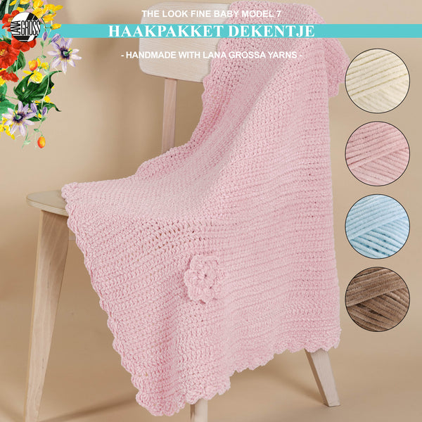 Haakpakket dekentje met The Look Fine garen model 7 van Lana Grossa The Look Fine Baby