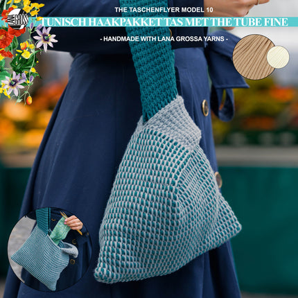 Tunisch haakpakket tas met The Tube Fine garen model 10 The Taschenflyer