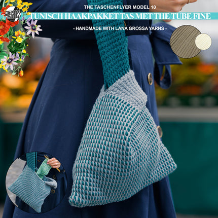 Tunisch haakpakket tas met The Tube Fine garen model 10 The Taschenflyer