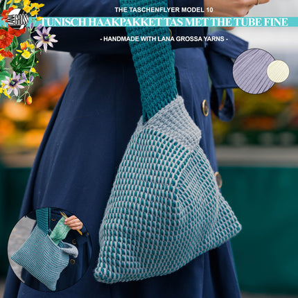 Tunisch haakpakket tas met The Tube Fine garen model 10 The Taschenflyer